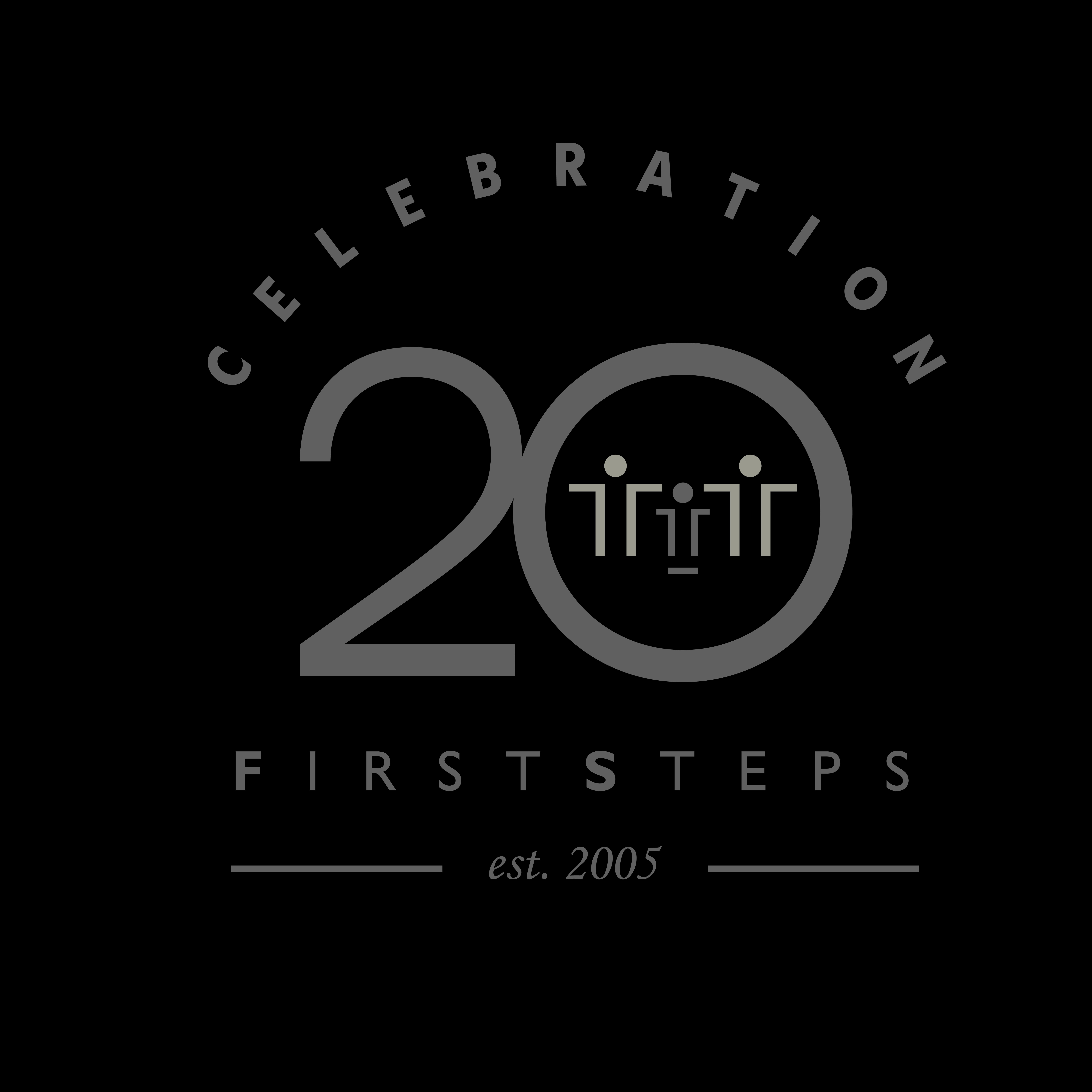 First Steps 20th Anniversary — logo on black
